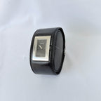 Gucci 7800L Women's Quartz Watch Black Leather Rectangular With Packaging 19cm