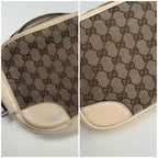 Authentic Gucci GG Bree Cream Leather Brown Canvas Crossbody Women's Bag With Dust bag
