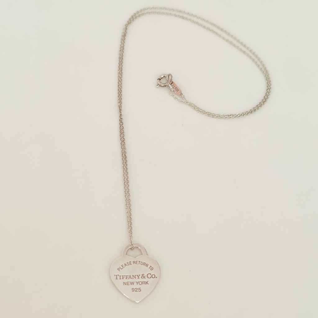 Tiffany & Co. Return to Tiffany Small Heart Women's Necklace 925 Sterling Silver 17.5 Inches