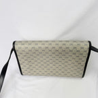 Gucci Authentic Vintage Navy Beige Gold Leather Micro GG Supreme Women’s Crossbody Bag