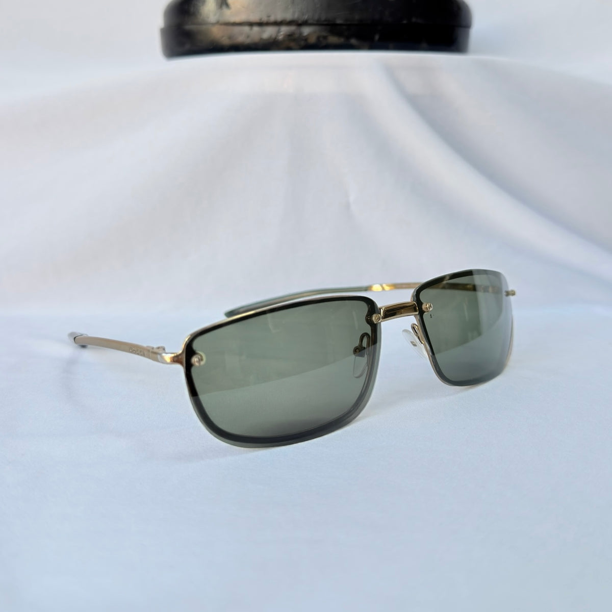 Vintage Y2K Gucci GG 1691/S Polarised UV400 Rectangular Green/Gold Sunglasses With Case