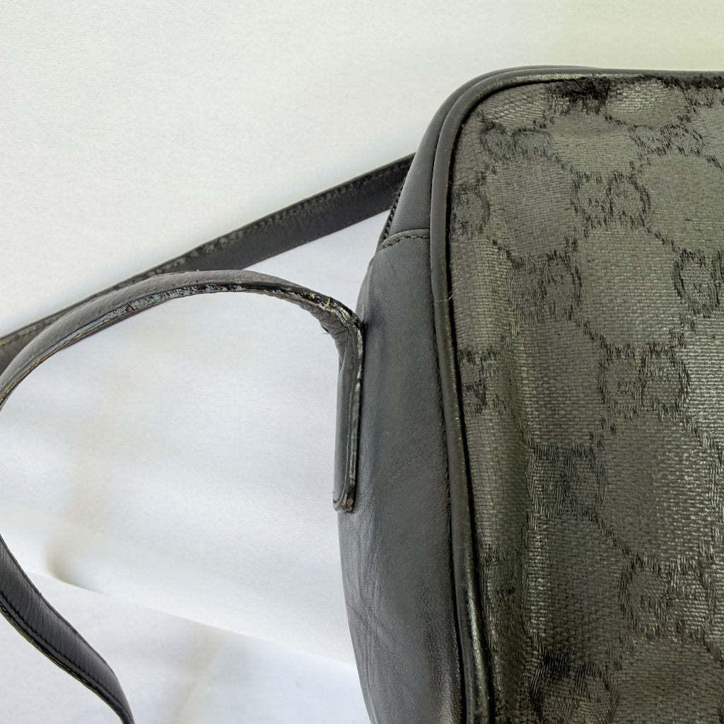 Vintage Gucci Black GG Monogram Canvas/Leather Small Crossbody Handbag