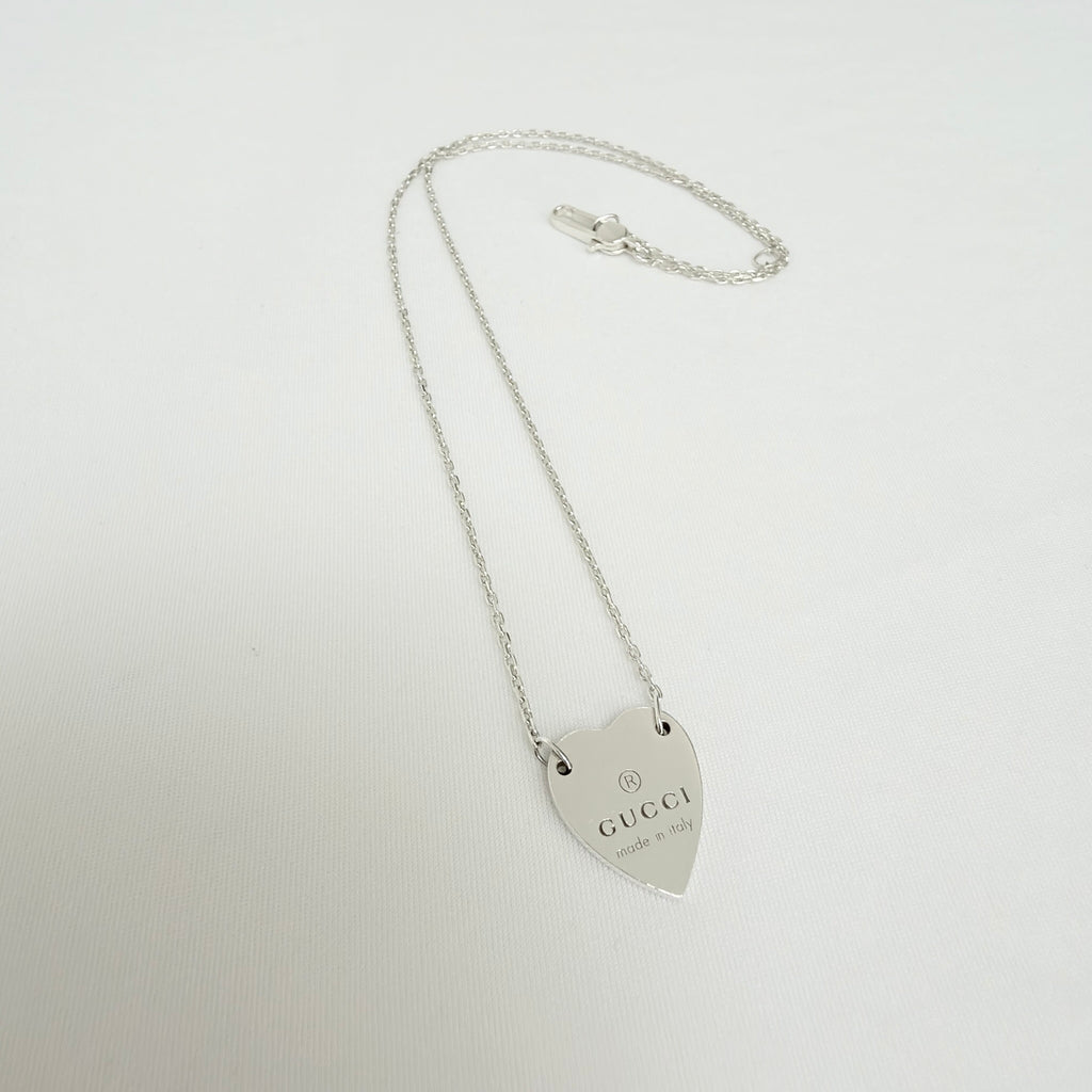 Gucci Heart Trademark Pendant Sterling Silver 925 Women’s Necklace 48cm With Packaging