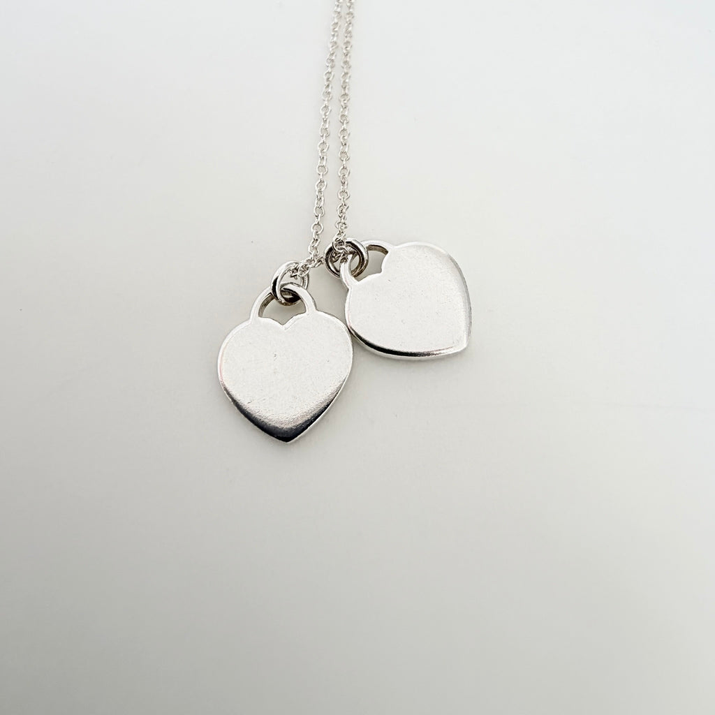 Tiffany & Co. Return to Mini Double Blue Heart Women's Necklace 16 Inches Sterling Silver 925
