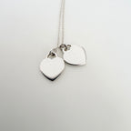 Tiffany & Co. Return to Mini Double Blue Heart Women's Necklace 16 Inches Sterling Silver 925
