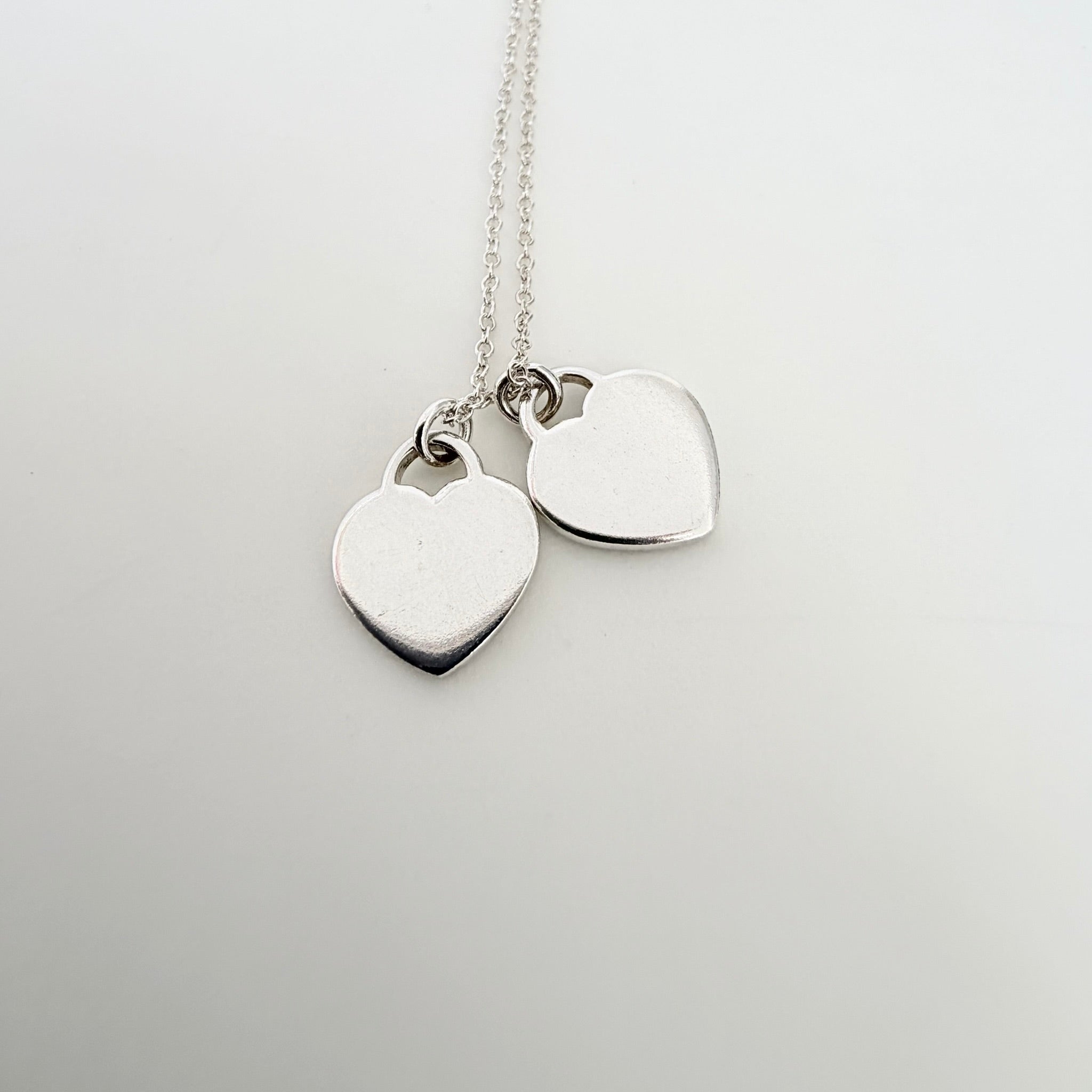 Tiffany & Co. Return to Mini Double Blue Heart Women's Necklace 16 Inches Sterling Silver 925