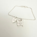 Gucci Heart Butterfly Charm Sterling Silver 925 Women's Bracelet 17cm With Packaging