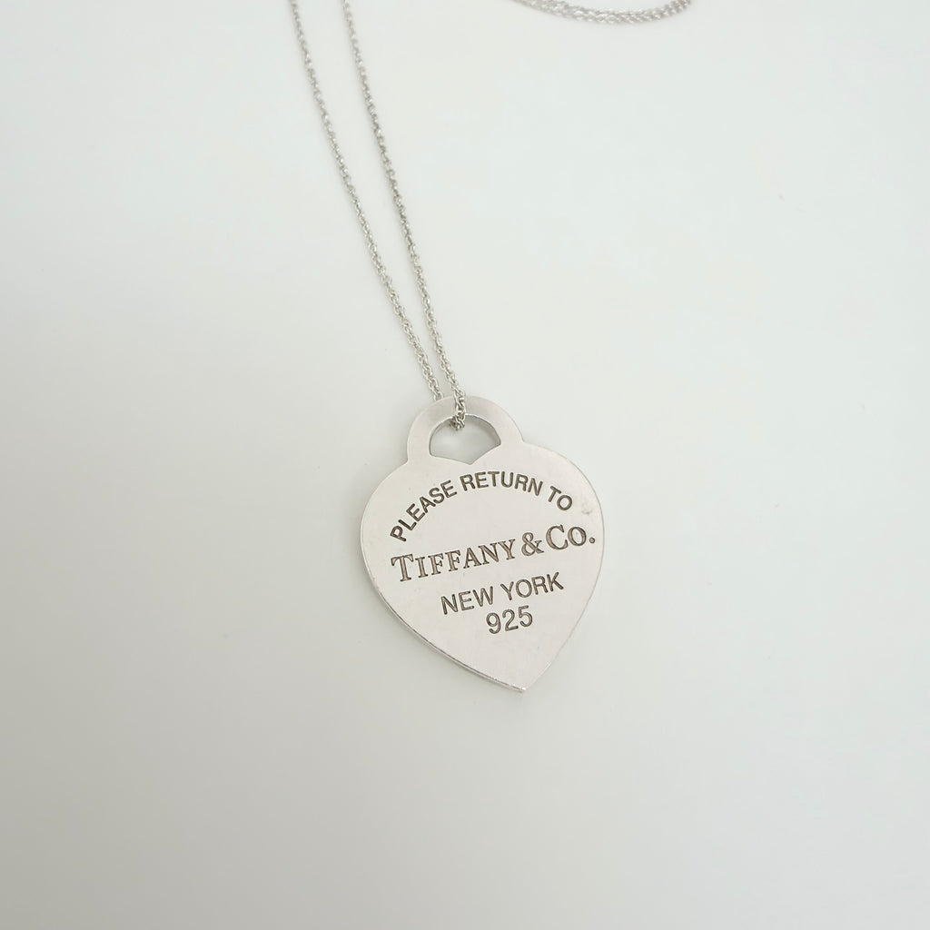 Tiffany & Co. Return to Tiffany Medium Heart Women's Necklace 925 Sterling Silver 18 inches