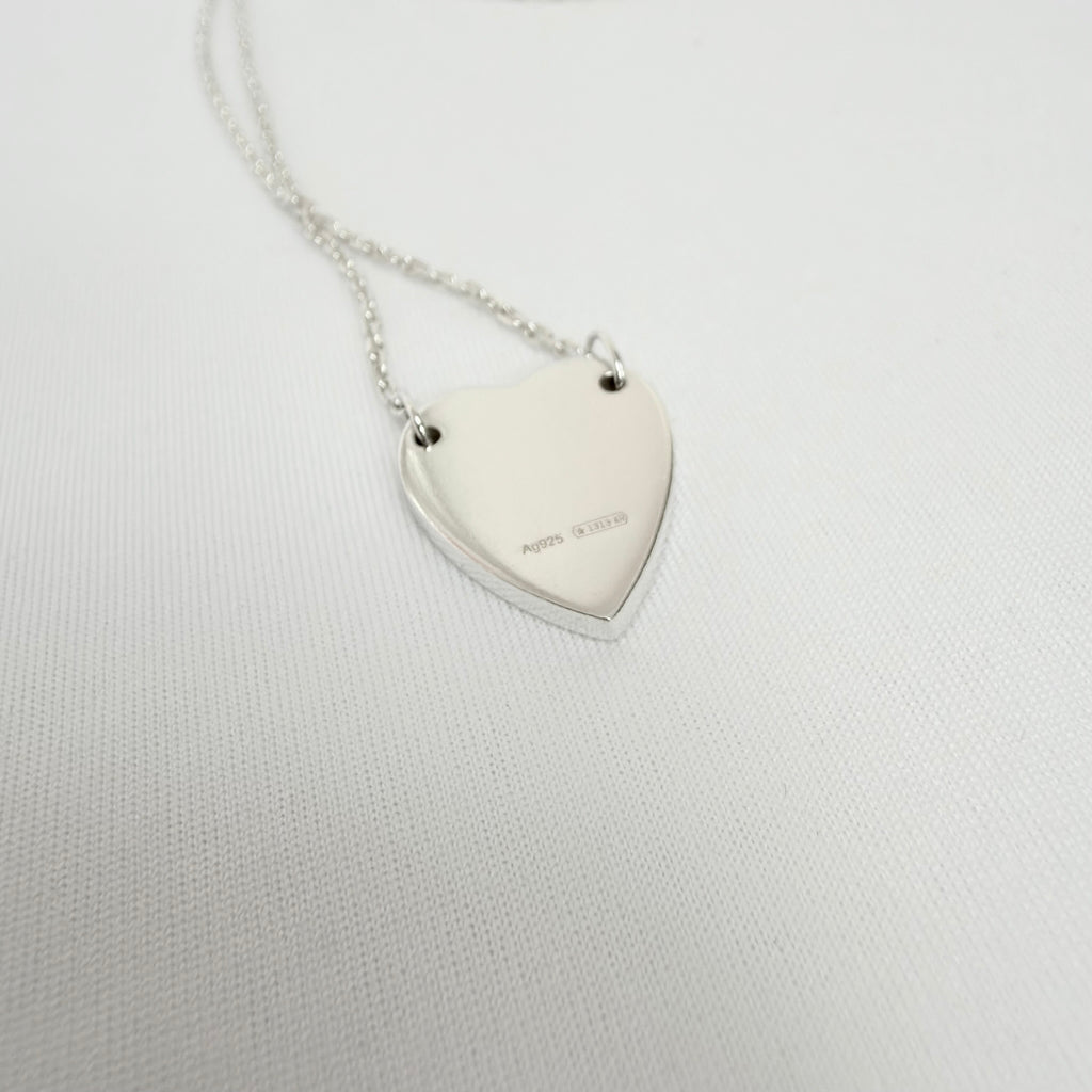 Authentic Gucci Heart Trademark Pendant Sterling Silver 925 Women’s Necklace 48cm