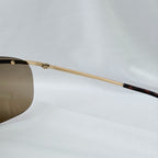 Vintage Gucci GG1870/S J5G6J Brown Gold Rimless Shield Wrap Sunglasses With Case