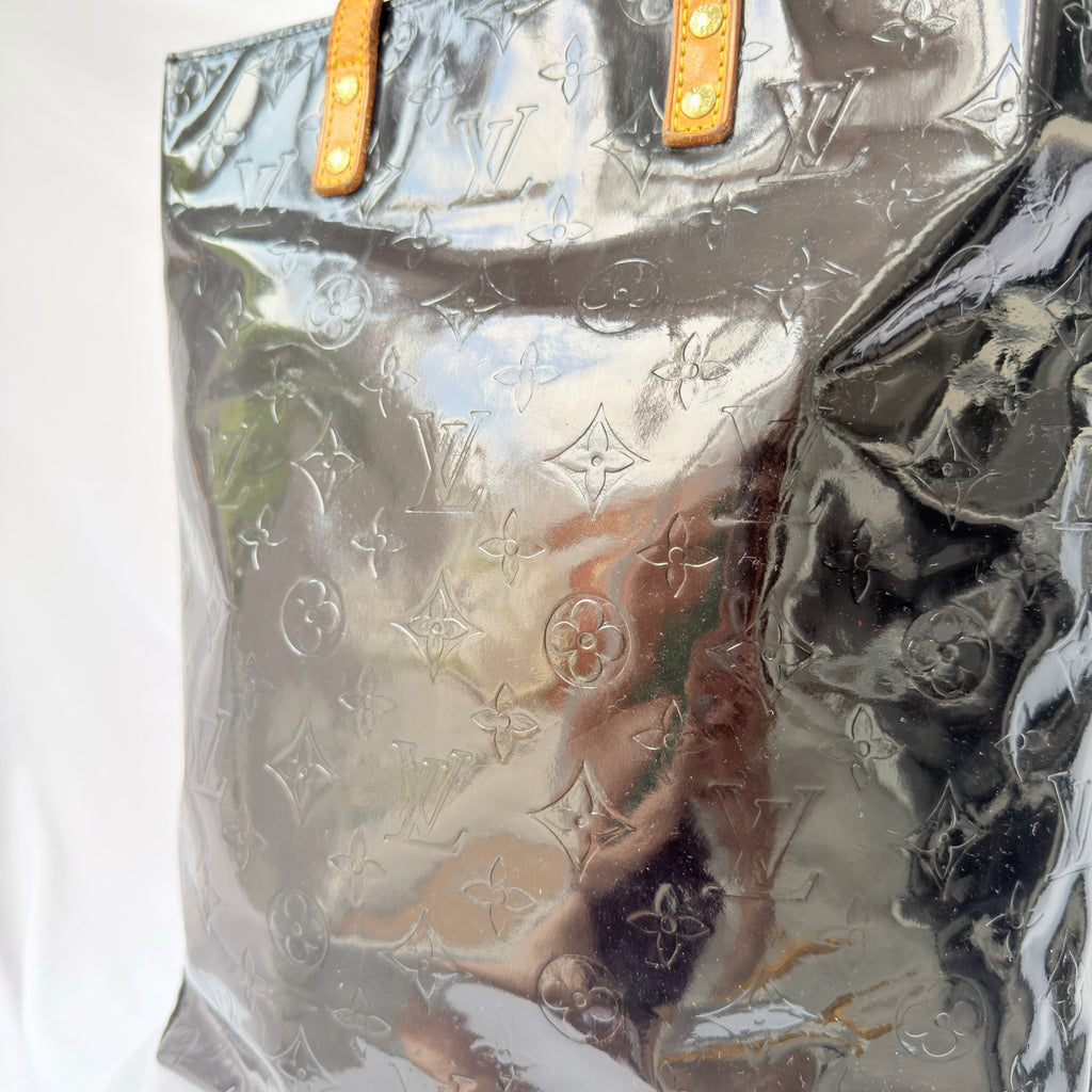 Louis Vuitton Vernis Patent Leather Black Reade MM Tote Bag Redyed Restored