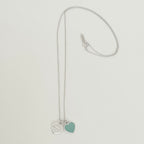 Tiffany & Co. Return to Mini Double Blue Heart Women's Necklace 19 Inches Sterling Silver 925