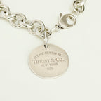 Authentic Tiffany & Co. Sterling Silver 925 Chunky Chain Large Round Tag Disc Bracelet 7.5 Inches With Packaging