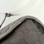 Vintage Gucci Jackie Bardot Medium Size GG Monogram Canvas Leather Black Handbag With Dustbag