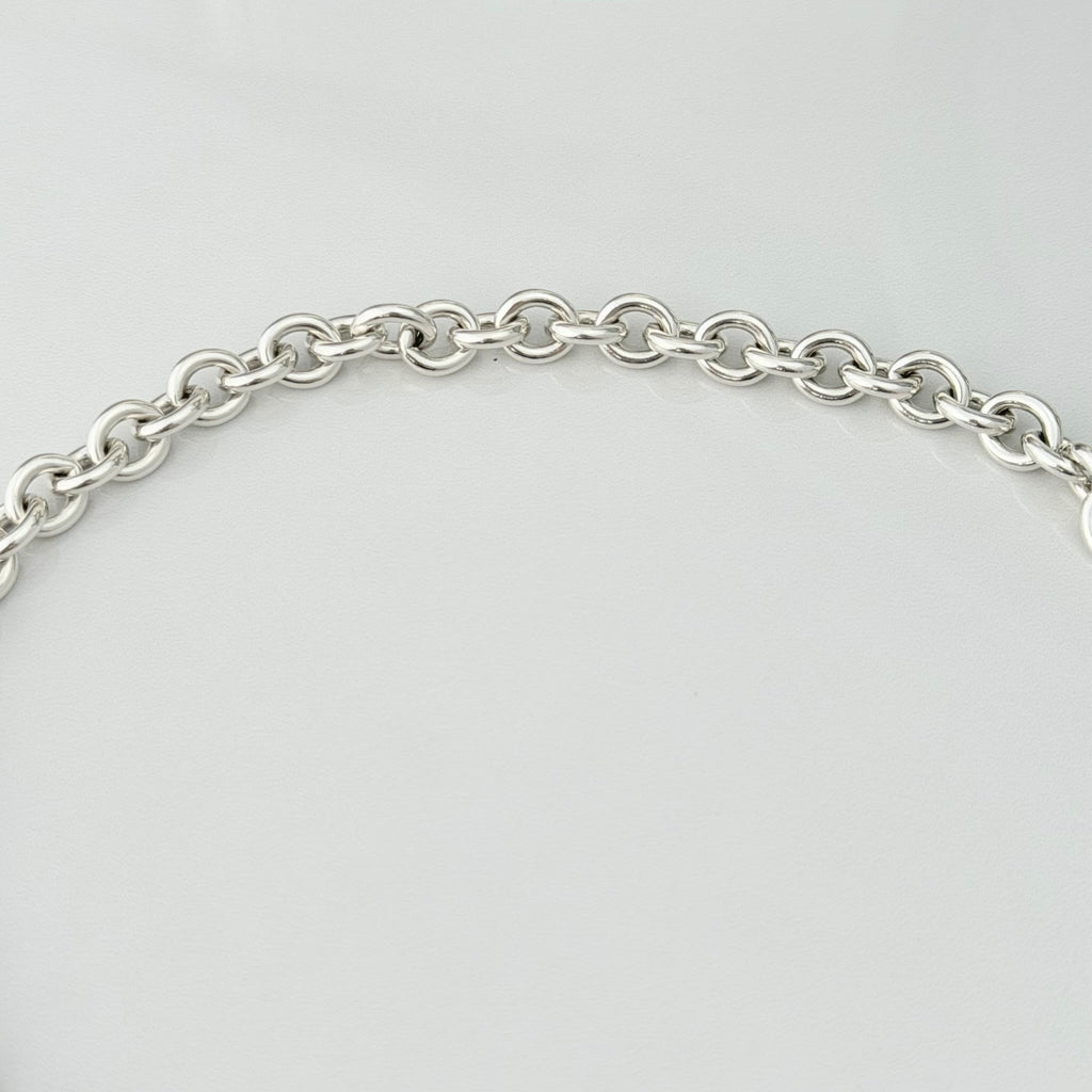 Authentic Tiffany & Co. Sterling Silver 925 Oval Pendant Choker Necklace With Packaging 15 inches
