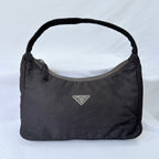 Prada Vintage Tessuto Black Nylon Re-edition 2000 Mini Hobo Zip Handbag