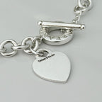 Authentic Vintage Tiffany & Co. Sterling Silver 925 Toggle Heart Pendant Choker Necklace With Pouch 16 inches