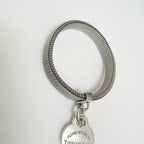 Tiffany&Co. Somerset Stretch Mesh Stainless Steel Bracelet With Sterling Silver 925 Clasp Medium Heart 16cm With Packaging
