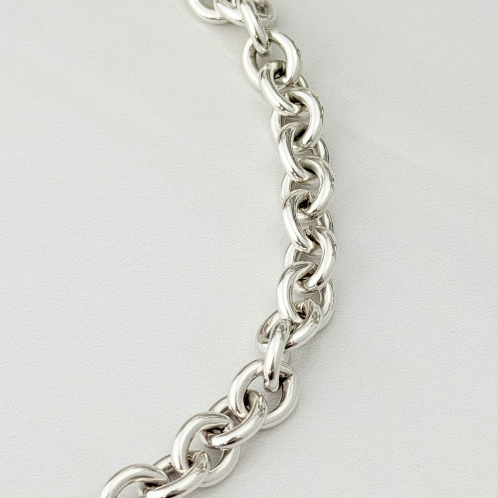 Authentic Tiffany & Co. Sterling Silver 925 Oval Pendant Choker Necklace With Packaging 15 inches