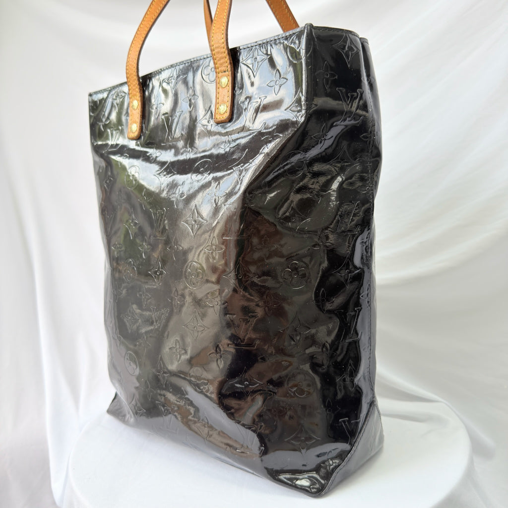 Louis Vuitton Vernis Patent Leather Black Reade MM Tote Bag Redyed Restored