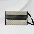 Gucci Authentic Vintage Navy Beige Gold Leather Micro GG Supreme Women’s Crossbody Bag