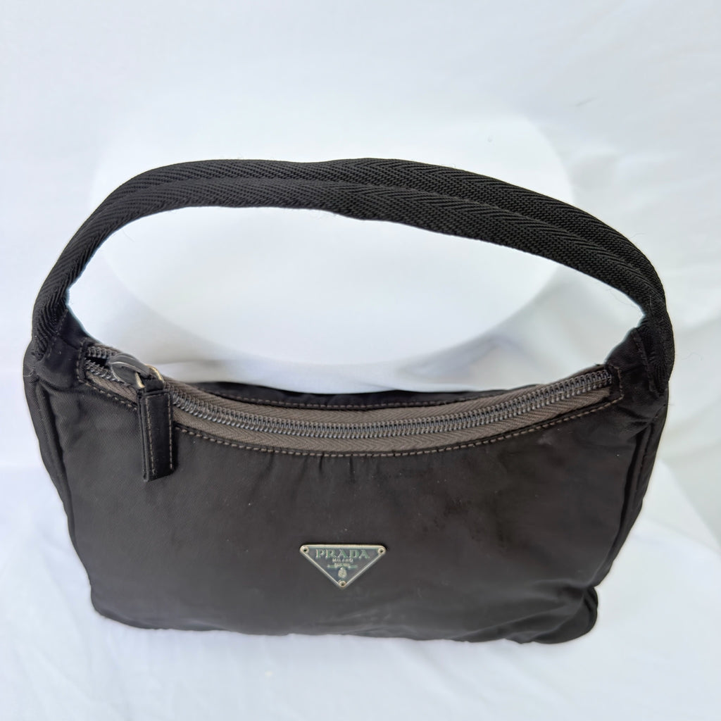 Prada Vintage Tessuto Black Nylon Re-edition 2000 Mini Hobo Zip Handbag