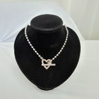 Gucci Heart Boule Popcorn Necklace T Bar Toggle Sterling Silver 925 15.5 Inches With Packaging