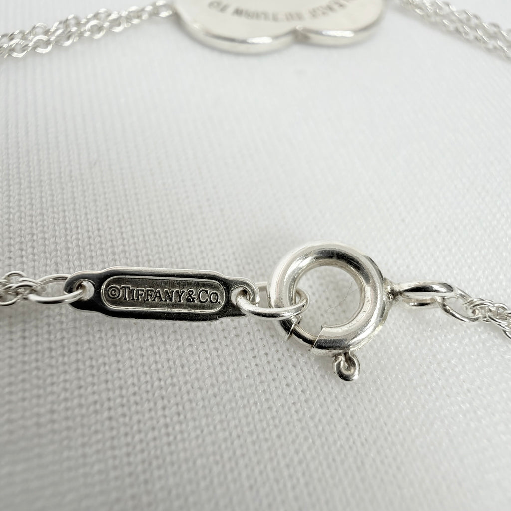 Tiffany & Co. Double Chain Heart Charm Return to Tiffany Bracelet 925 Silver 6.5” With Packaging
