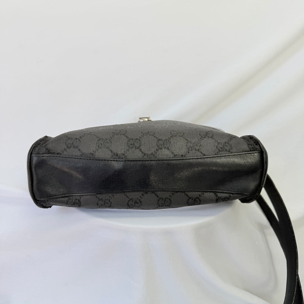 Vintage Gucci Black GG Monogram Canvas/Leather Small Crossbody Handbag