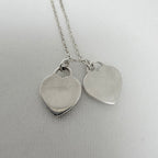 Tiffany & Co. Mini Double Silver 925 Heart Pendant Women's Necklace 16 inches With Packaging