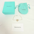 Tiffany & Co. Double Chain Heart Charm Return to Tiffany Bracelet 925 Silver 6.5” With Packaging