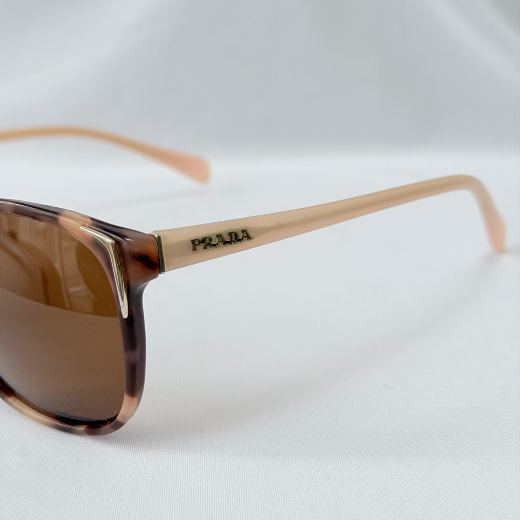 Prada Cat Eye Square Metal Corners Women's Sunglasses Pink Tortoiseshell SPR 01O polarised