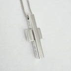 Gucci Vintage Unisex Asymmetric Cross Abstract Pendant Sterling Silver 925 Necklace 18 Inches With Packaging