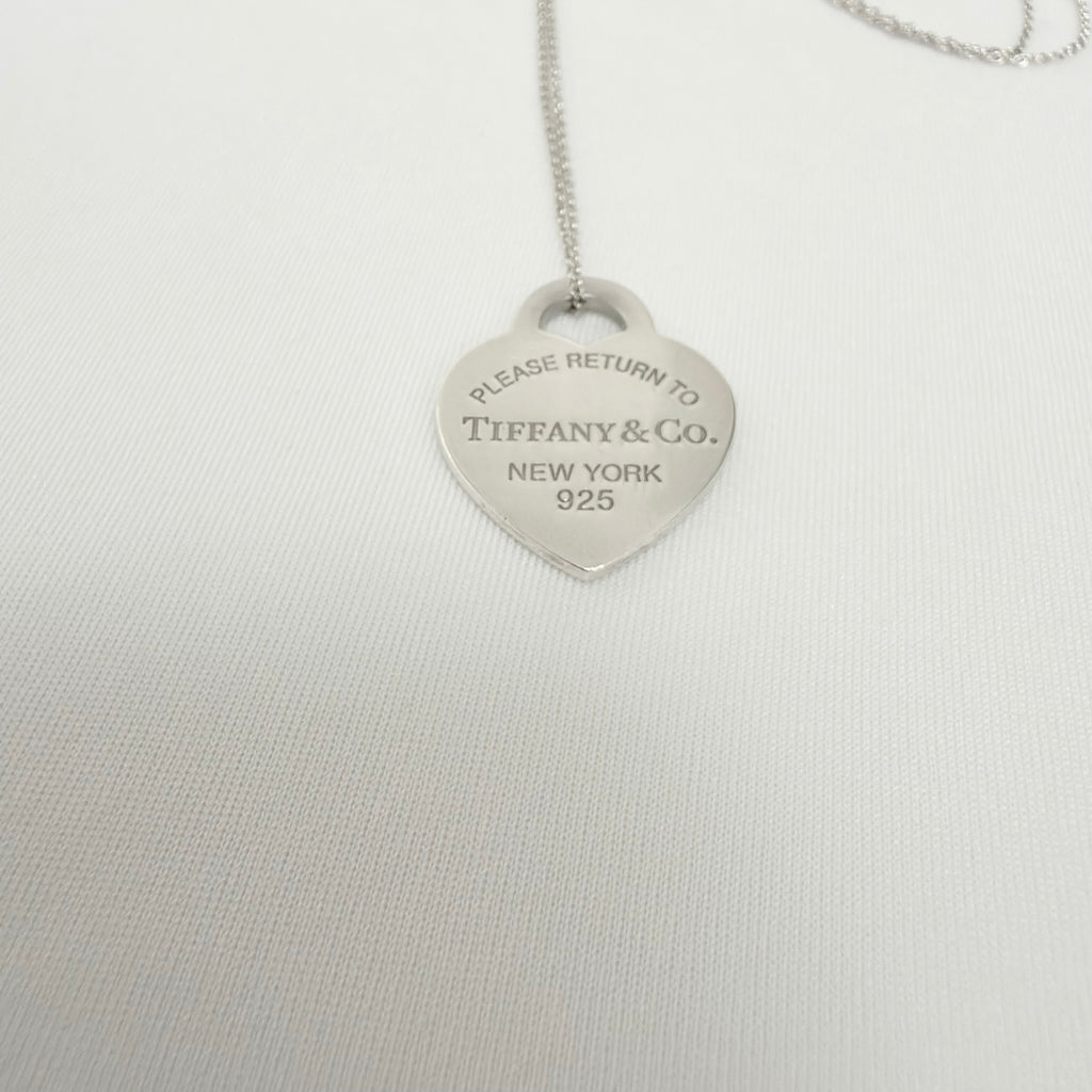 Tiffany&Co. Return to Tiffany Medium Heart Women's Necklace Silver 925 Sterling 19 inches With Pouch