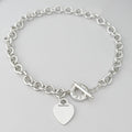 Authentic Vintage Tiffany & Co. Sterling Silver 925 Toggle Heart Pendant Choker Necklace With Pouch 16 inches