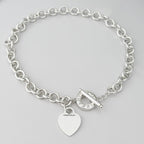 Authentic Vintage Tiffany & Co. Sterling Silver 925 Toggle Heart Pendant Choker Necklace With Pouch 16 inches
