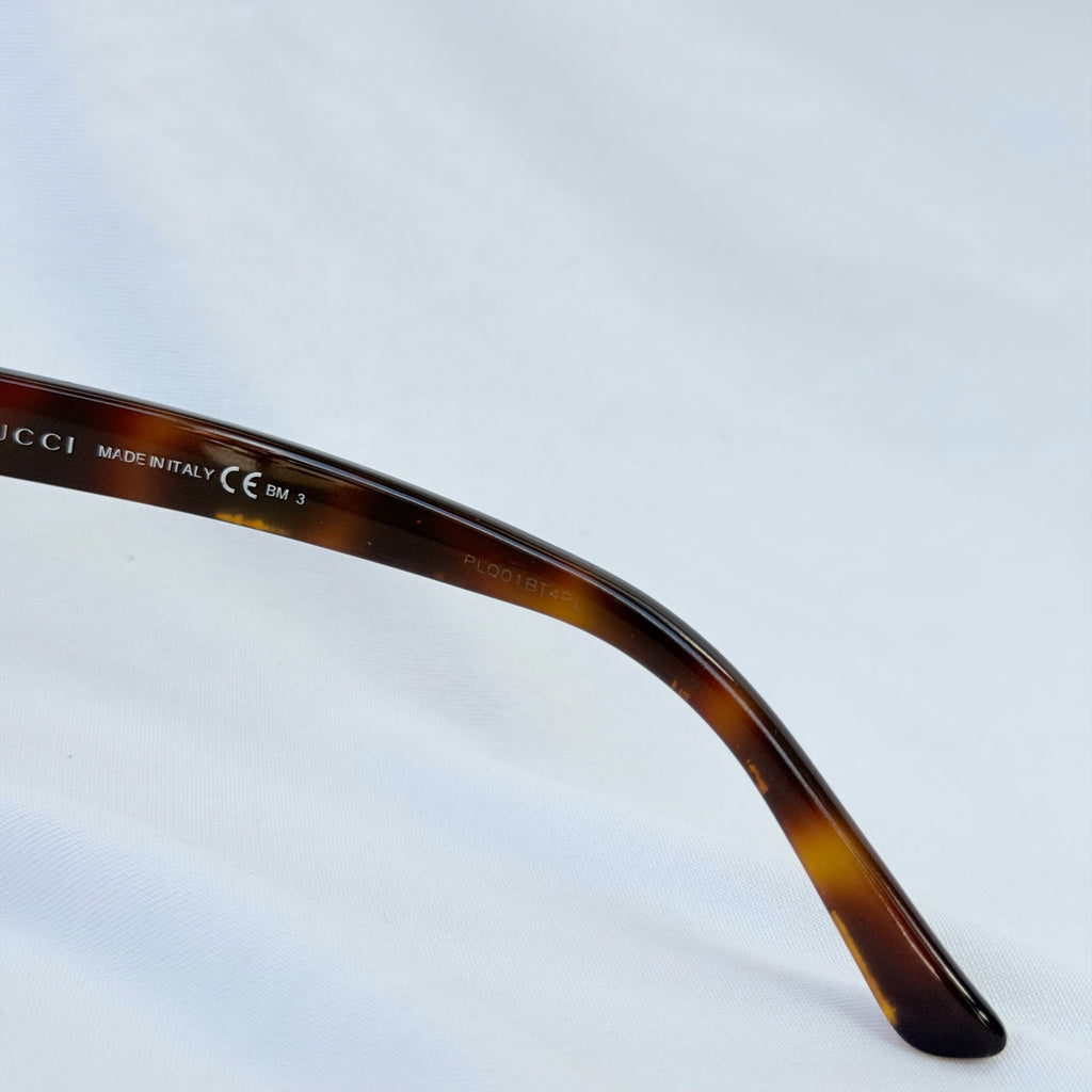 Authentic Gucci Cat Eye Tortoiseshell Brown Polarised GG Fabric Sunglasses