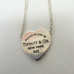 Tiffany & Co. Double Chain Heart Necklace 925 Sterling Silver 16 Inches