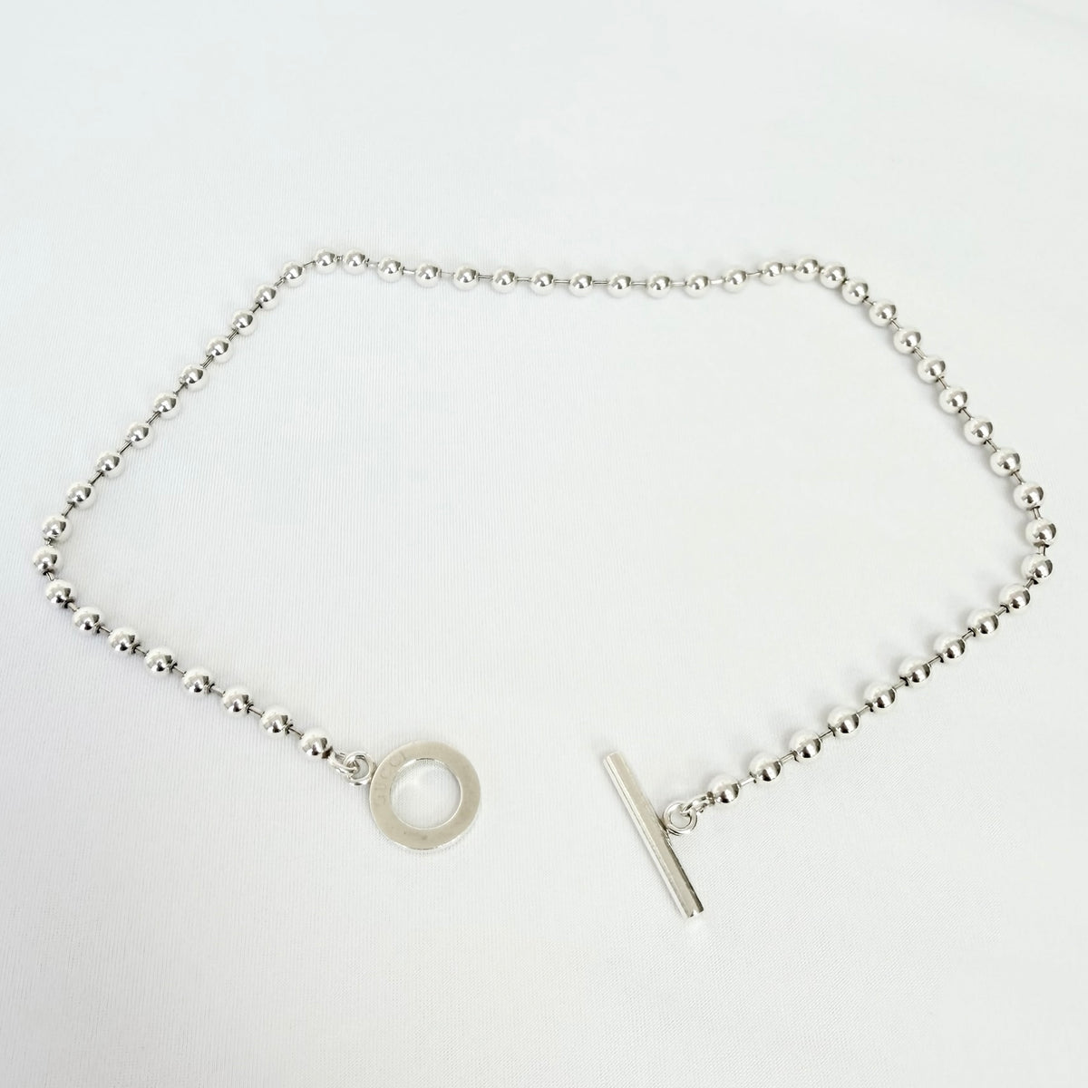 Gucci Vintage Boule Popcorn Necklace Toggle Sterling Silver 925 Women's 15 inches With Packaging
