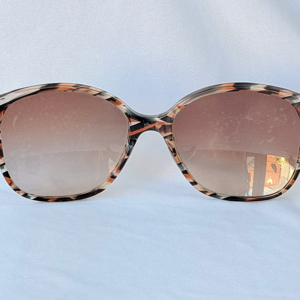 Prada Cat Eye Square Metal Corners Women's Sunglasses Blue Marble SPR 01O With Packaging