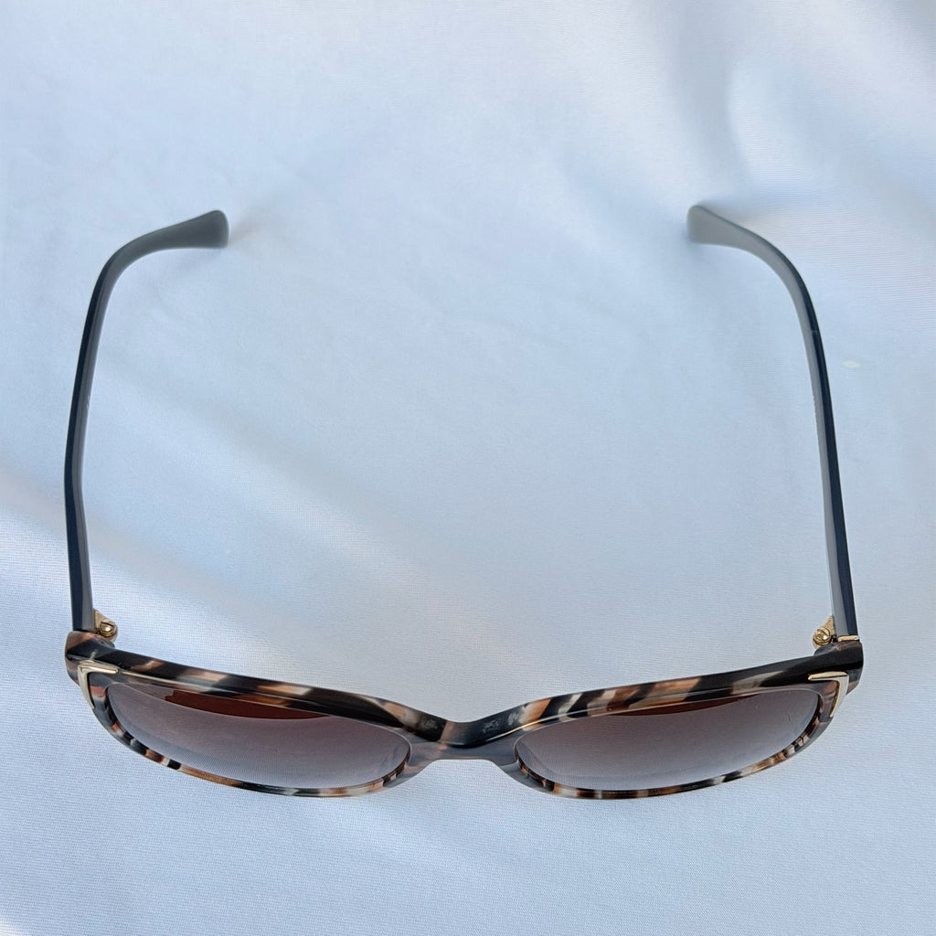 Prada Cat Eye Square Metal Corners Women's Sunglasses Blue Marble SPR 01O With Packaging