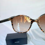 Prada Cat Eye Square Metal Corners Women's Sunglasses Blue Marble SPR 01O With Packaging