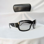 CHANEL Vintage Black Butterfly Quilted Temples Sunglasses 5061 With Case