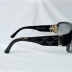 CHANEL Vintage Black Butterfly Quilted Temples Sunglasses 5061 With Case