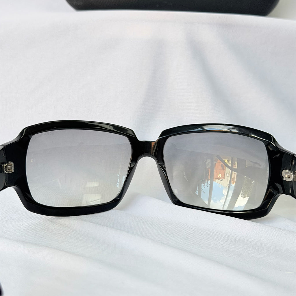 CHANEL Vintage Black Butterfly Quilted Temples Sunglasses 5061 With Case
