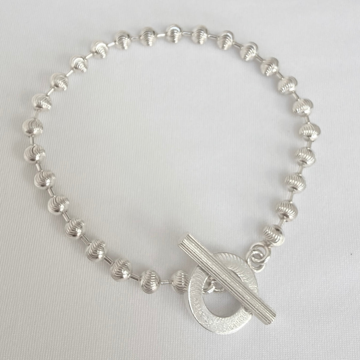 Gucci Swirl Stripe Boule Popcorn Bracelet Toggle Sterling Silver 925 Women 19cm