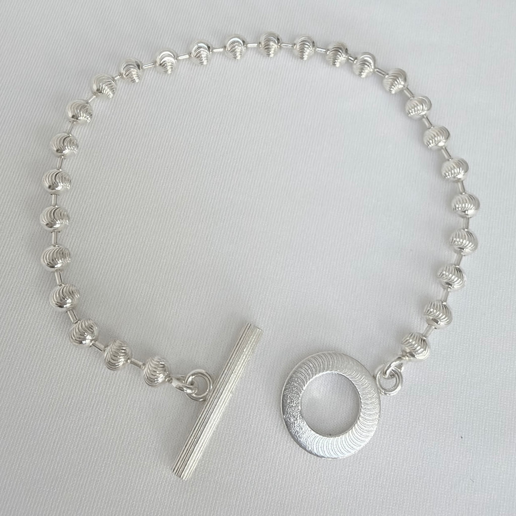 Gucci Swirl Stripe Boule Popcorn Bracelet Toggle Sterling Silver 925 Women 19cm