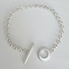 Gucci Swirl Stripe Boule Popcorn Bracelet Toggle Sterling Silver 925 Women 19cm