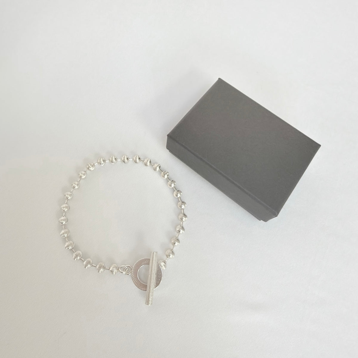 Gucci Swirl Stripe Boule Popcorn Bracelet Toggle Sterling Silver 925 Women 19cm
