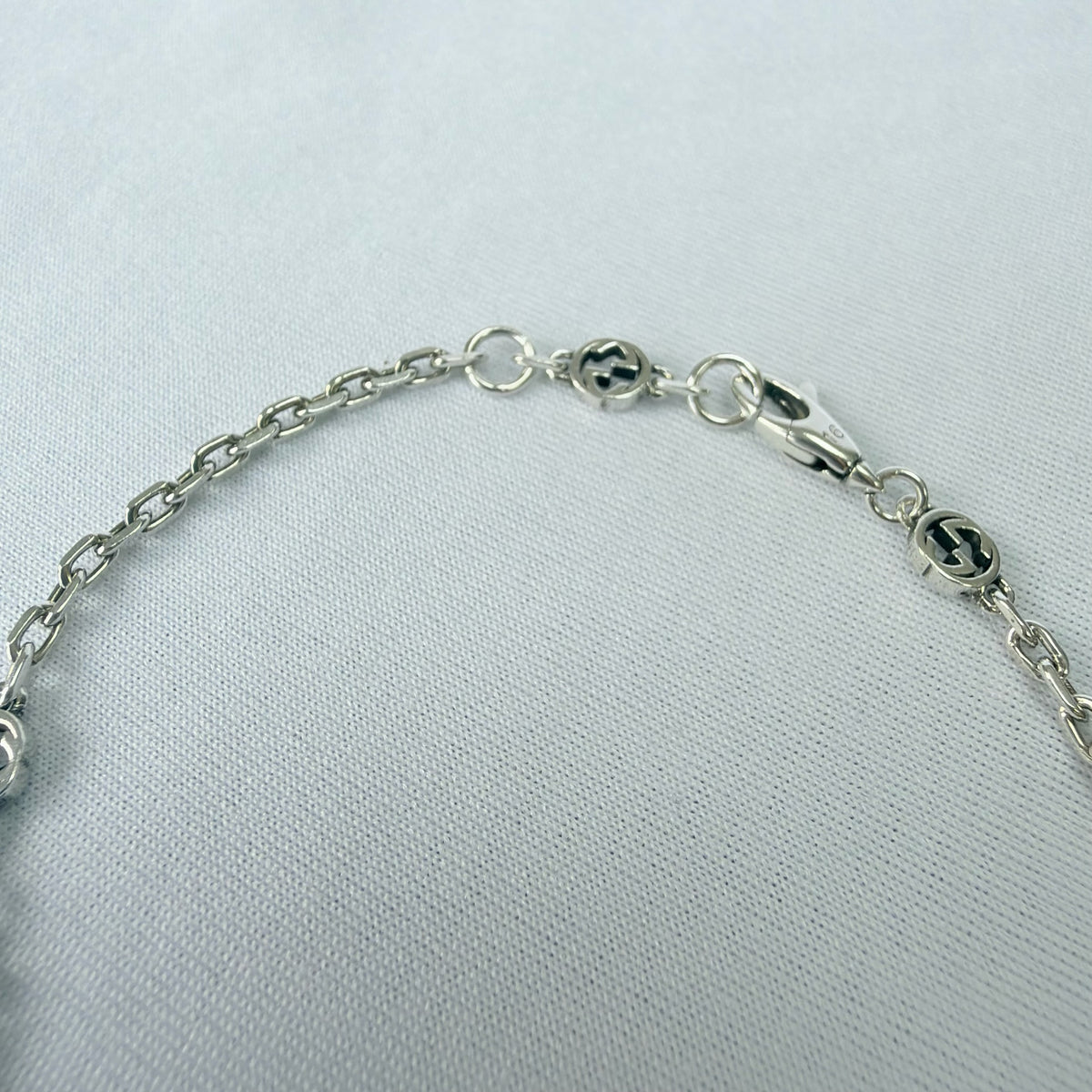 Gucci Red Heart Interlocking GG Bracelet Sterling Silver 925 16cm With packaging